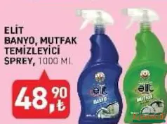 TARIM KREDİ ELİT BANYO MUTFAK TEMİZLEYİCİ SPREY 1000 ML fiyat ve kampanya bilgisi
